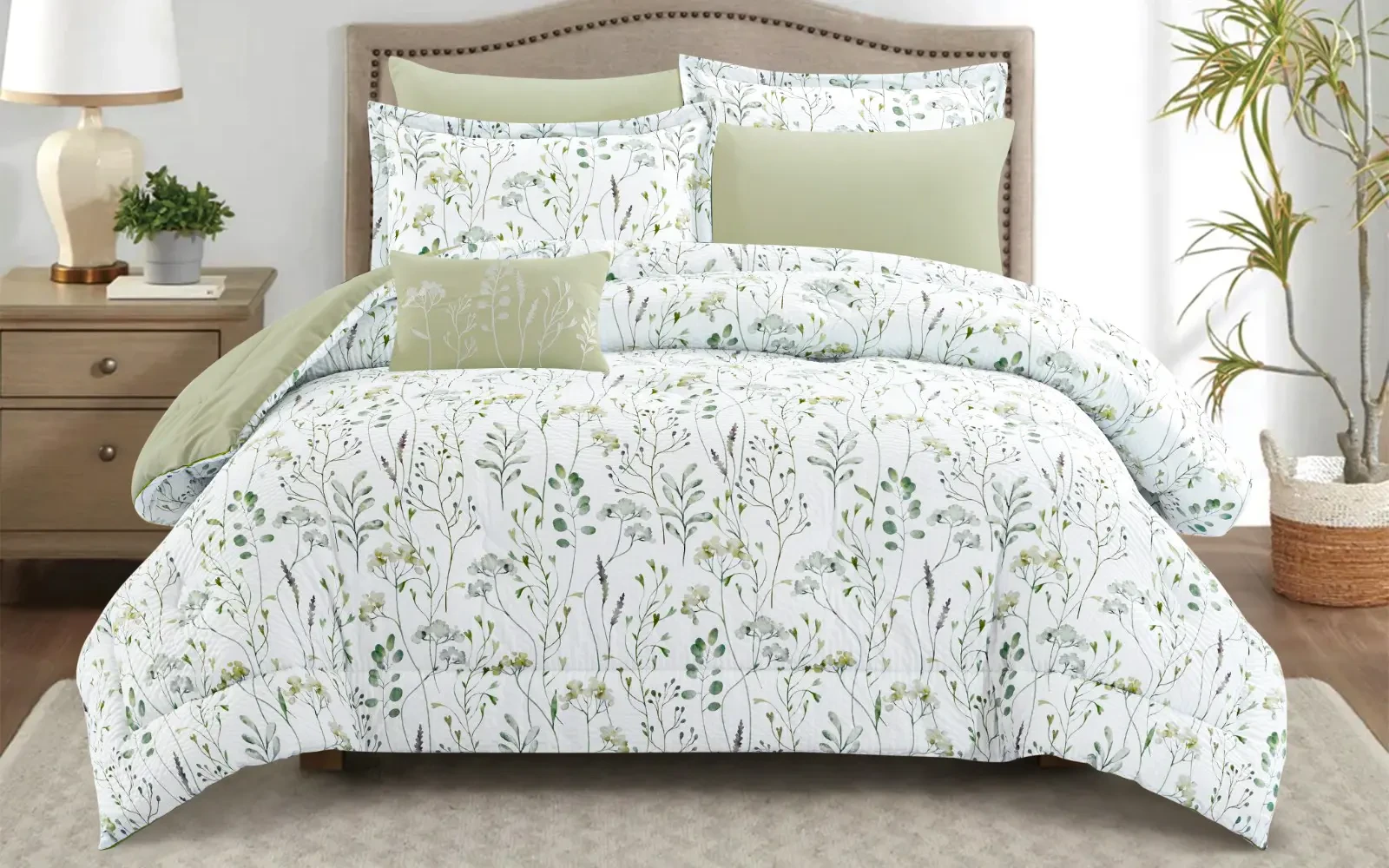Trendy Printed Comforter Bedding Set 7 PCS - King Multi Color
