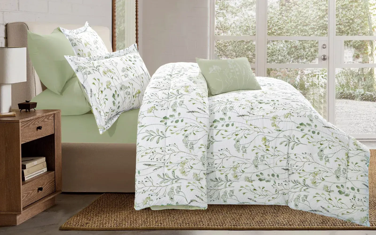 Trendy Printed Comforter Bedding Set 7 PCS - King Multi Color