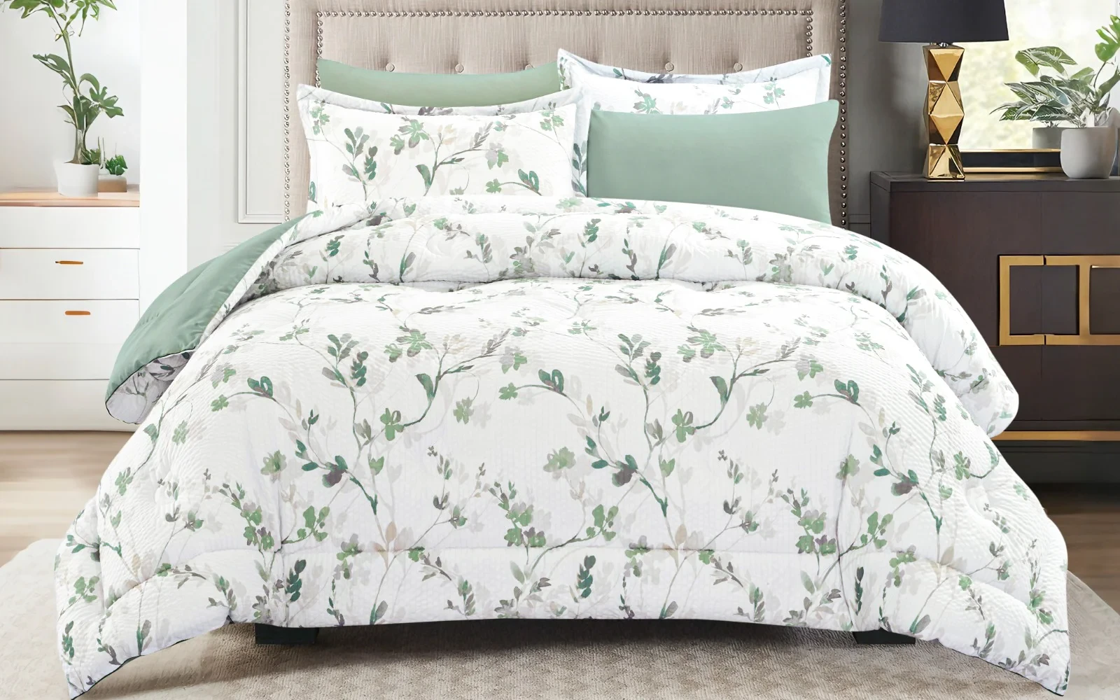 Trendy Printed Comforter Bedding Set 6 PCS - Queen Multi Color