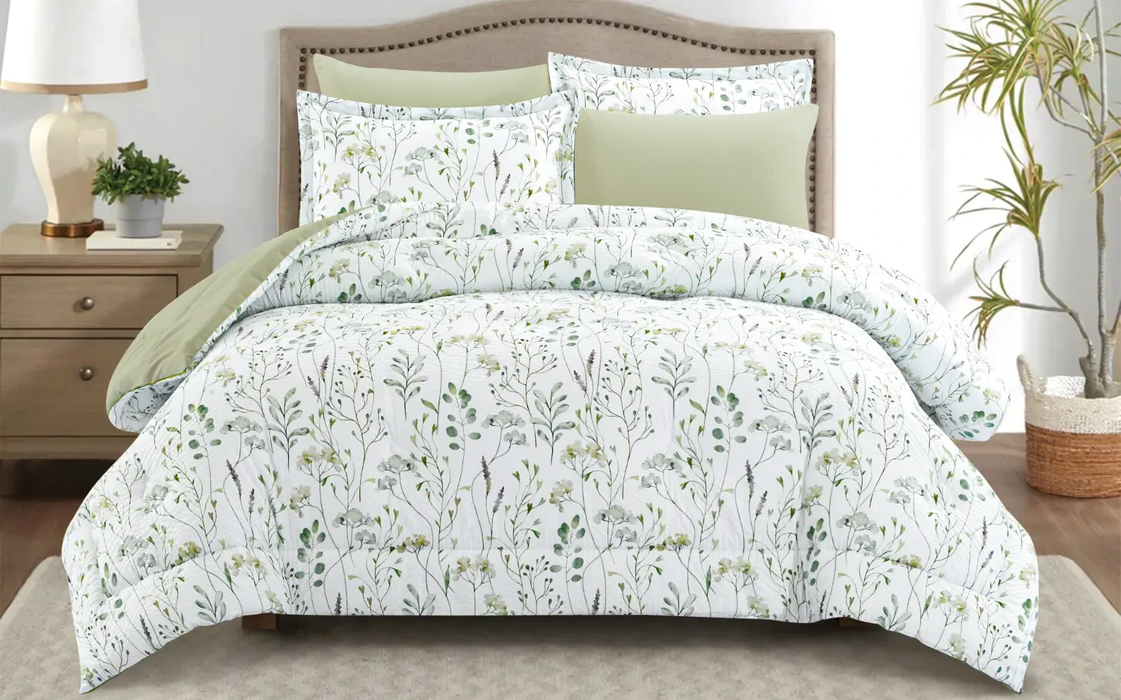 Trendy Printed Comforter Bedding Set 6 PCS - Queen Multi Color
