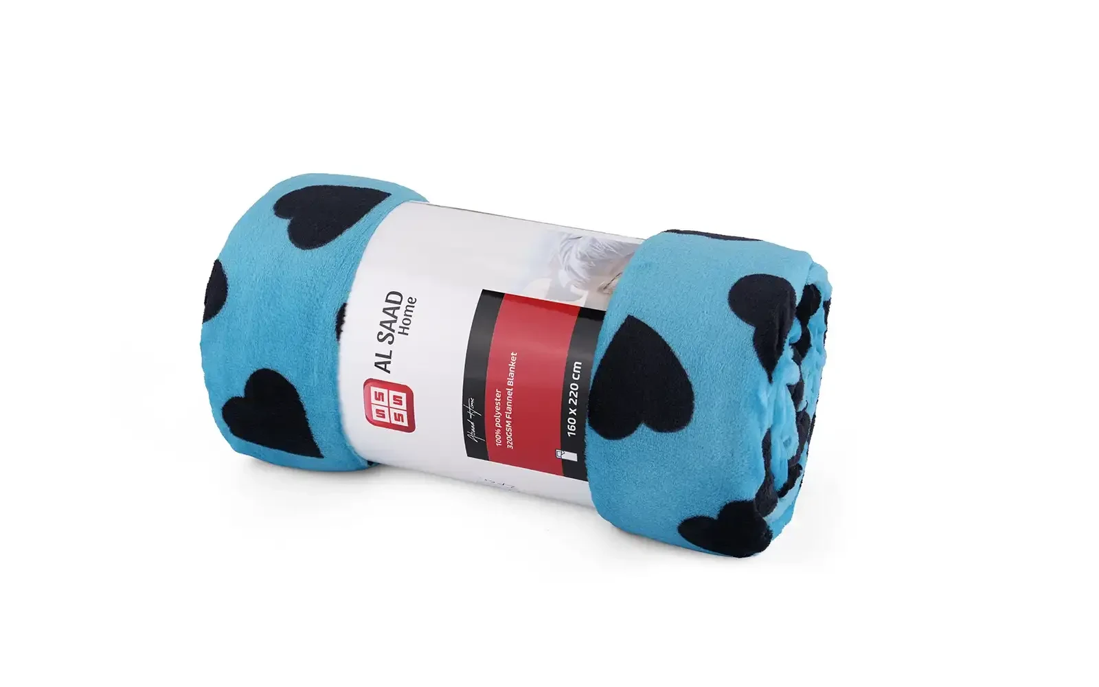 Al Saad Home Flannel Blanket 1 PC - Single Black & Blue