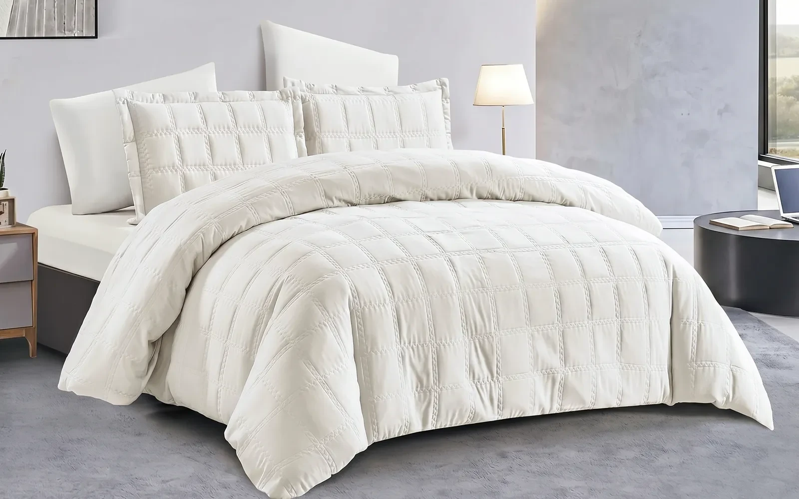 Yinda Comforter Bedding Set 6 PCS - Queen L.Beige