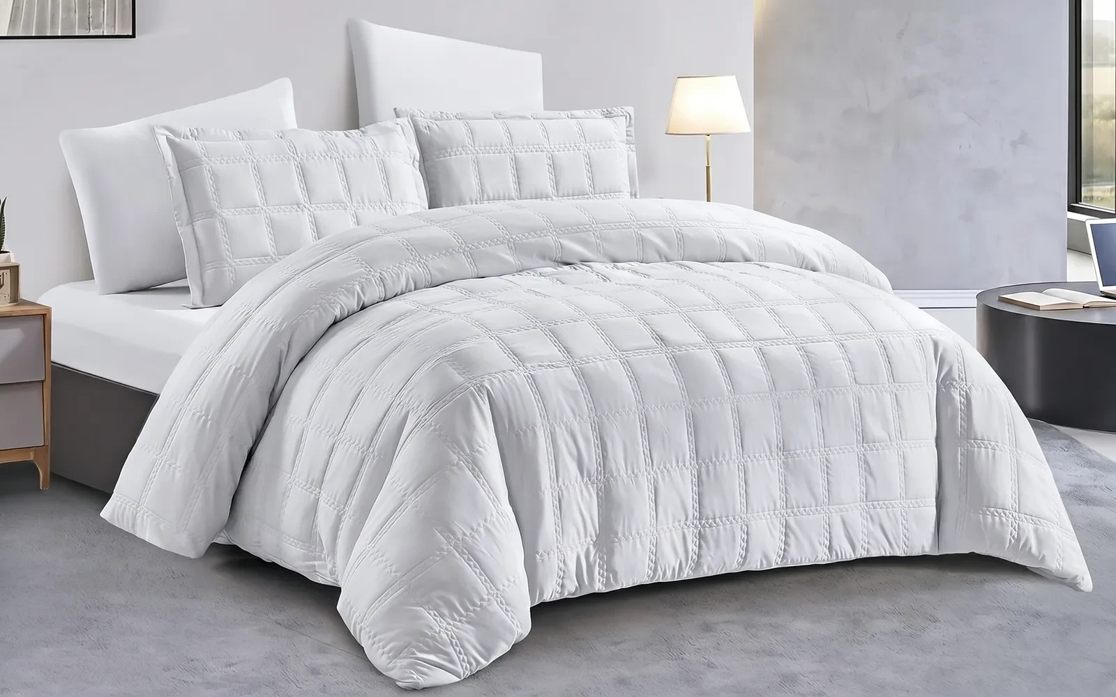 Yinda Comforter Bedding Set 6 PCS - Queen Silver