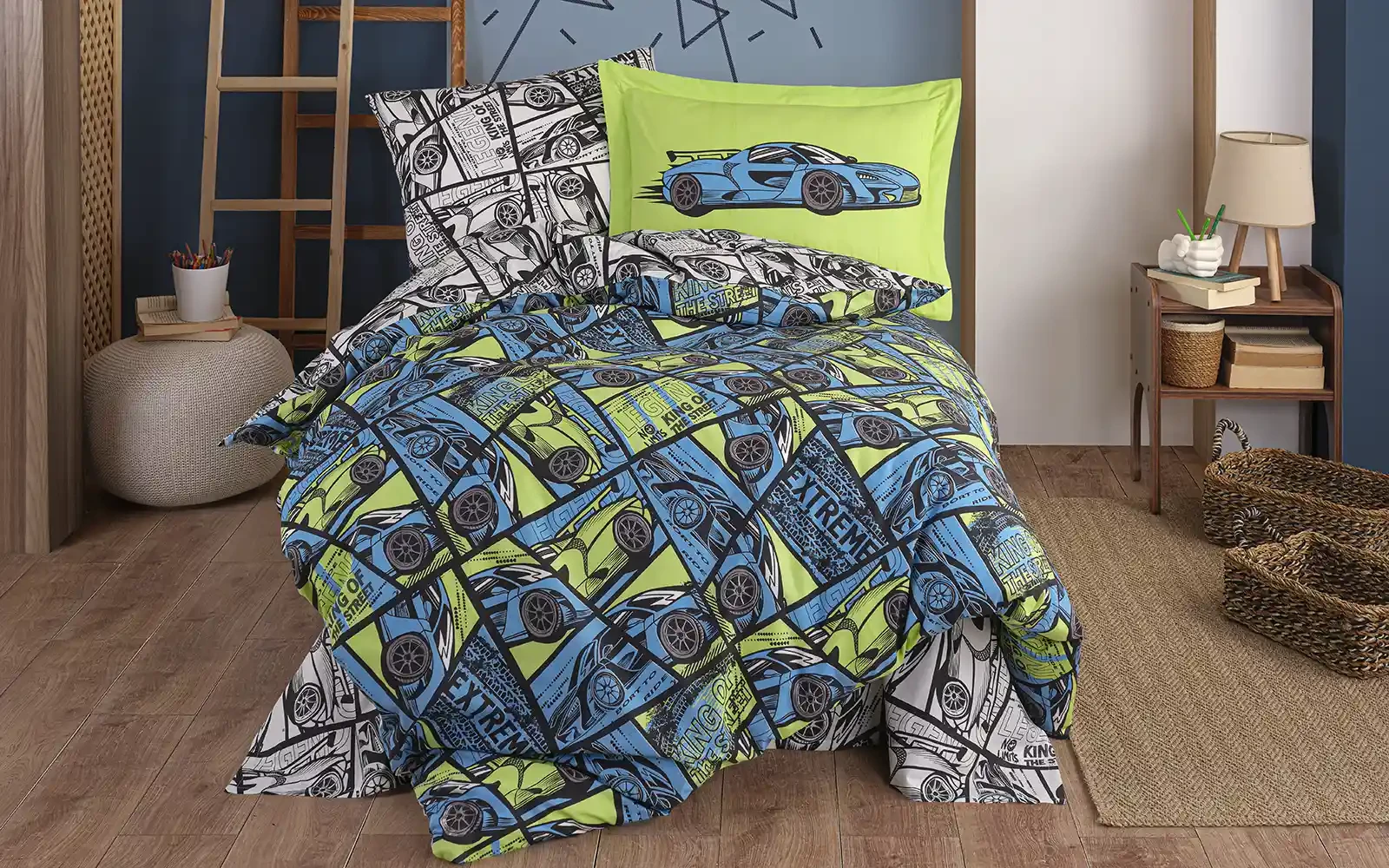 Turkey Cotton Printed Double Face Kids Comforter Bedding Set 4 PCS - Multi Color