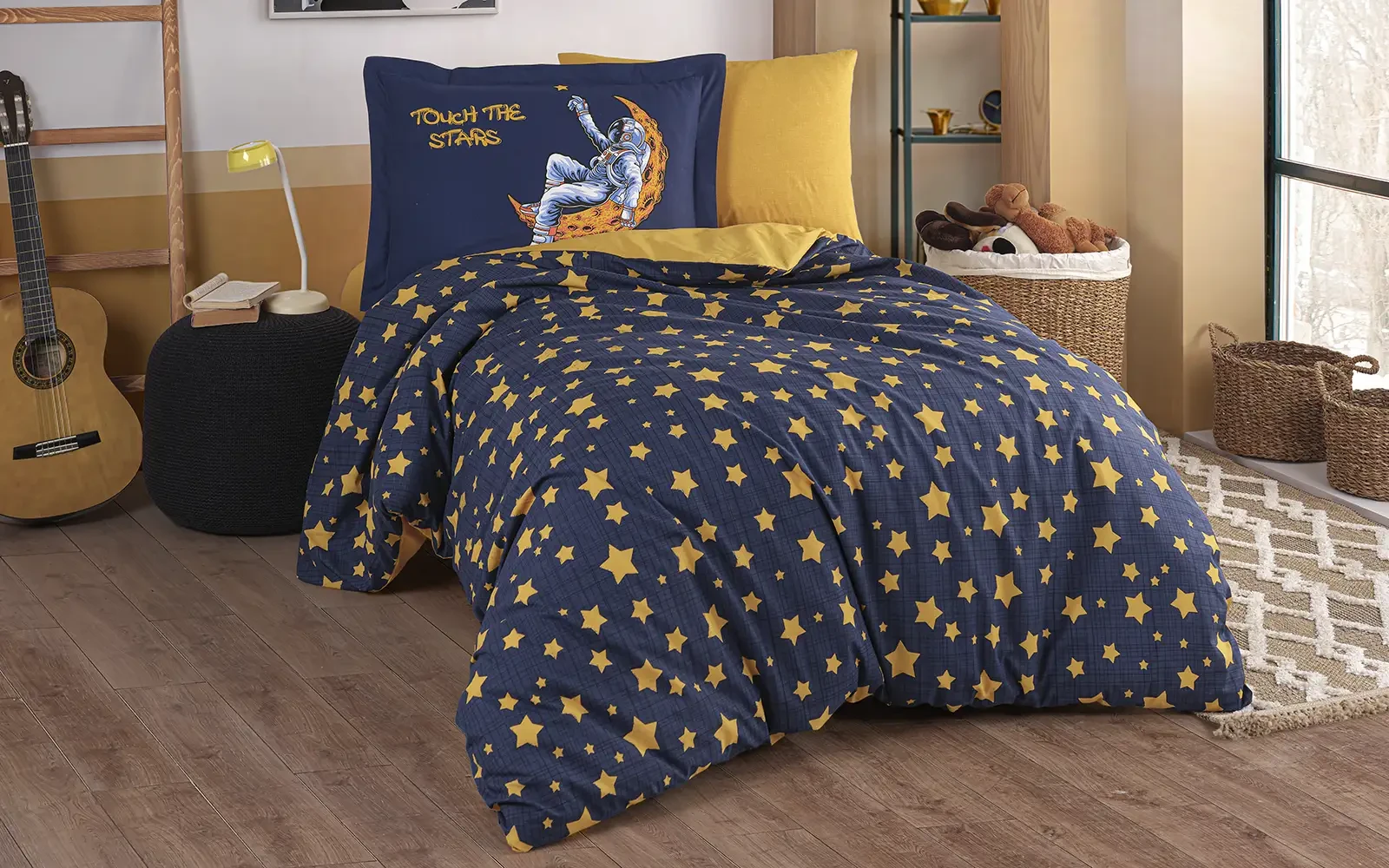 Turkey Cotton Printed Double Face Kids Comforter Bedding Set 4 PCS - Multi Color