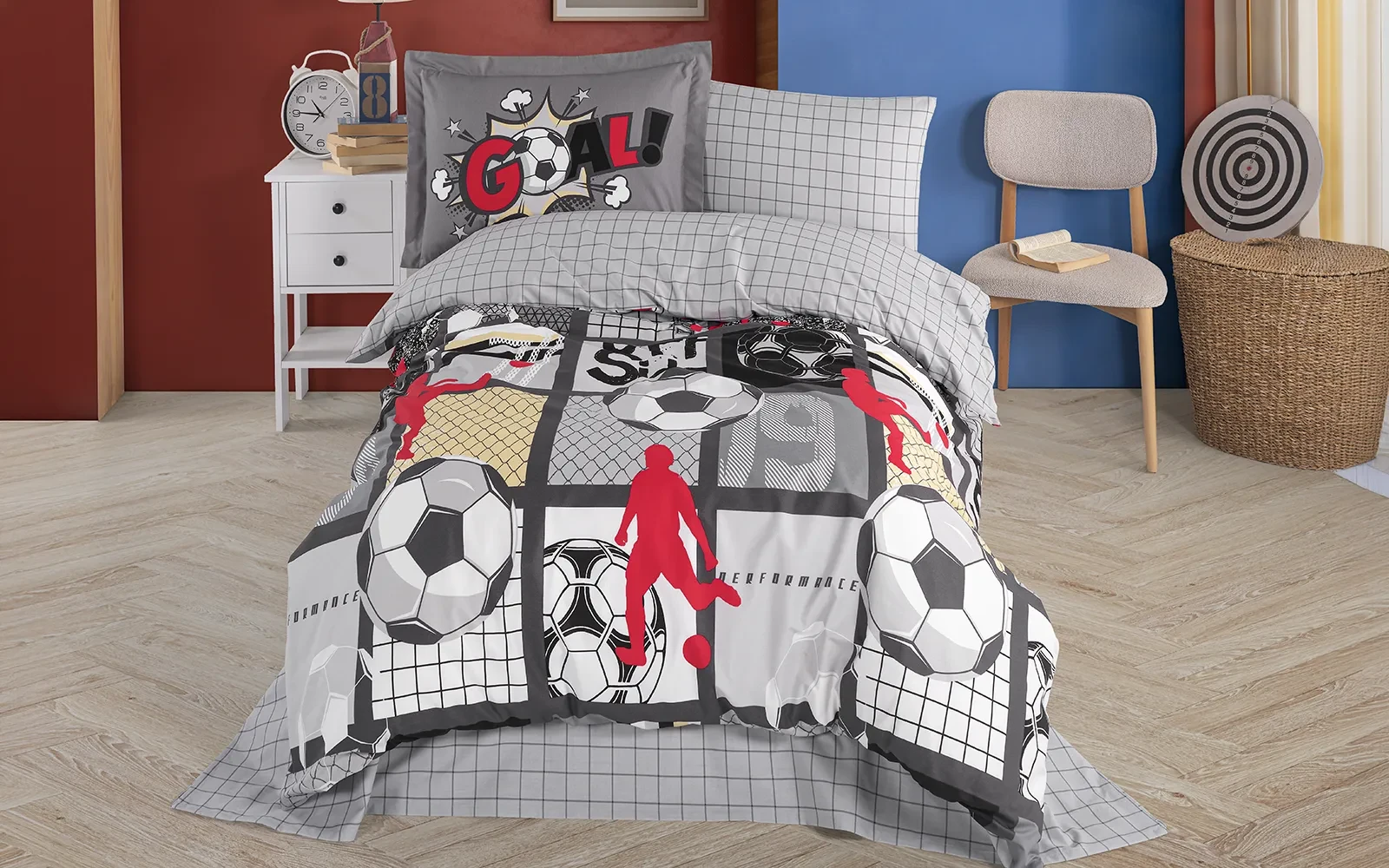 Turkey Cotton Printed Double Face Kids Comforter Bedding Set 4 PCS - Multi Color