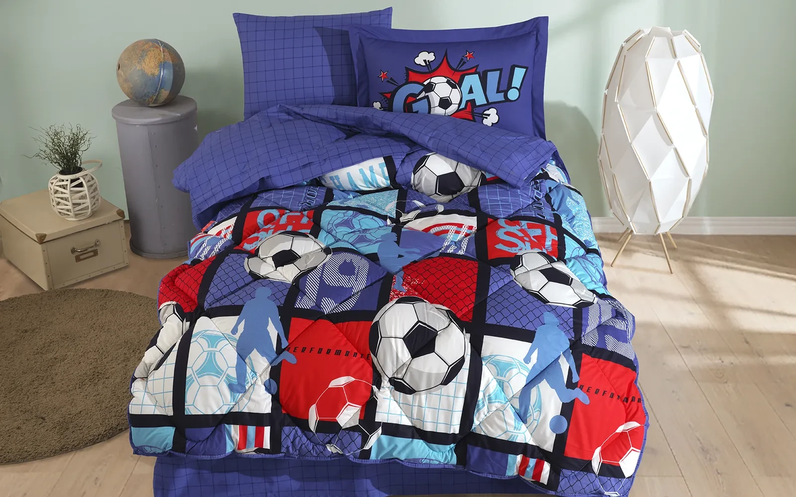 Turkey Cotton Printed Double Face Kids Comforter Bedding Set 4 PCS - Multi Color