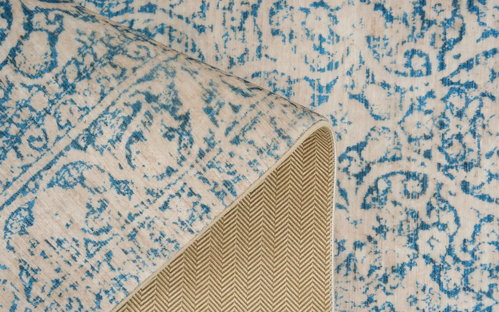 Melis Premium Digital Carpet - ( 120 X 180 ) cm Beige & Blue