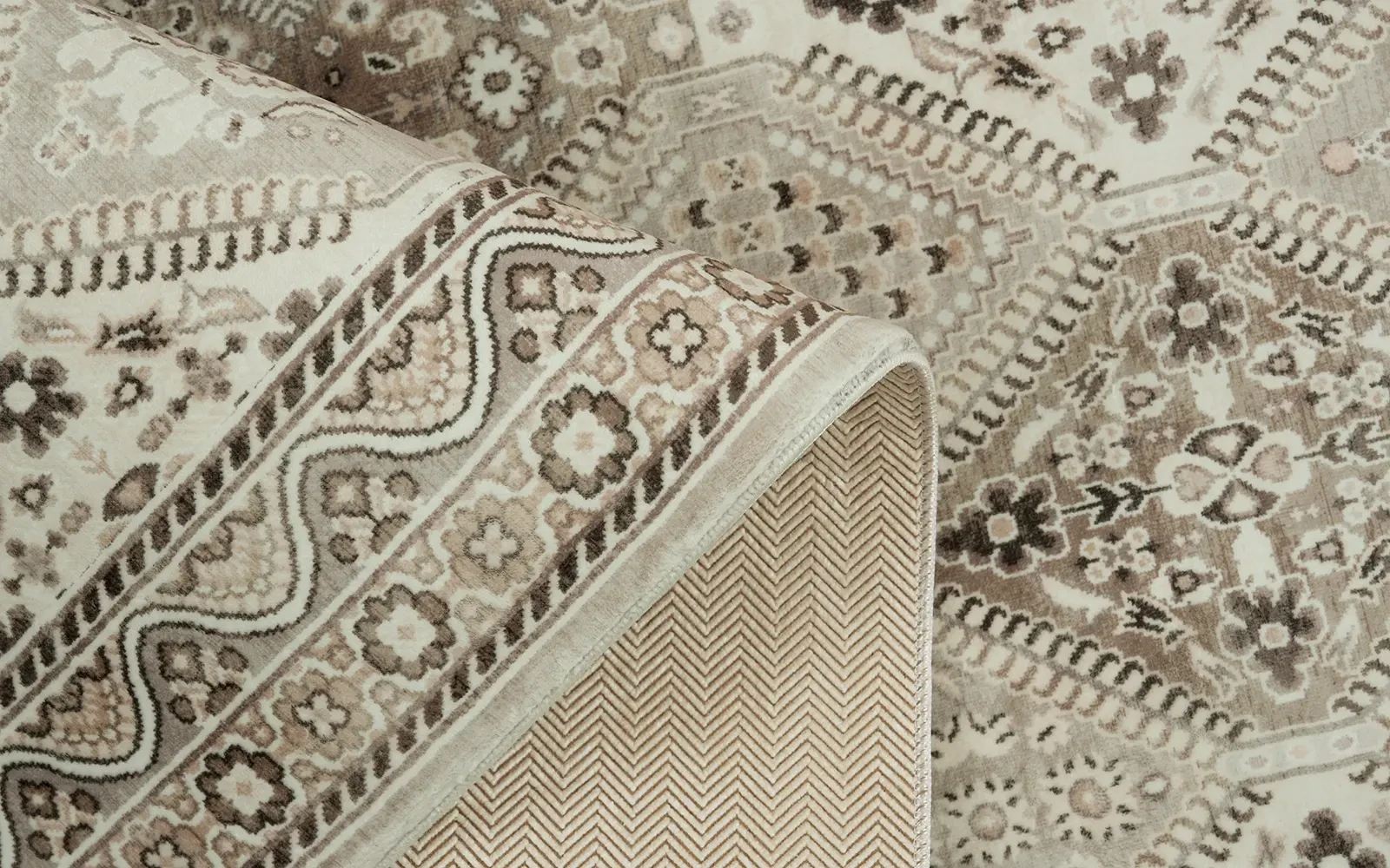 Melis Premium Digital Carpet - ( 80 X 150 ) cm Beige & Cream