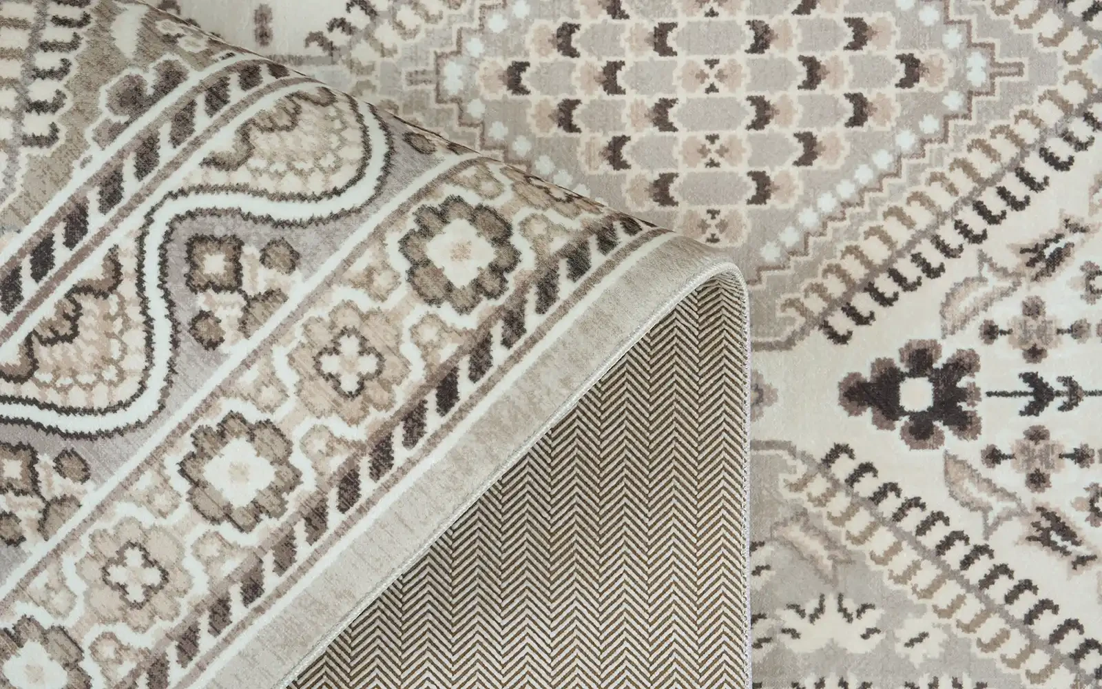 Melis Premium Digital Carpet - ( 160 X 230 ) cm Beige & Cream