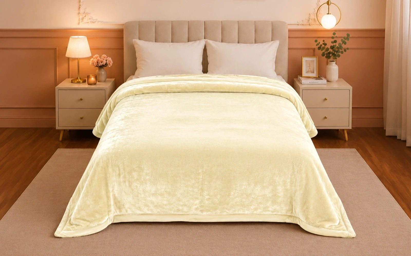 Al Saad Home Flannel Plain Blanket 2 ply - Single L.Beige