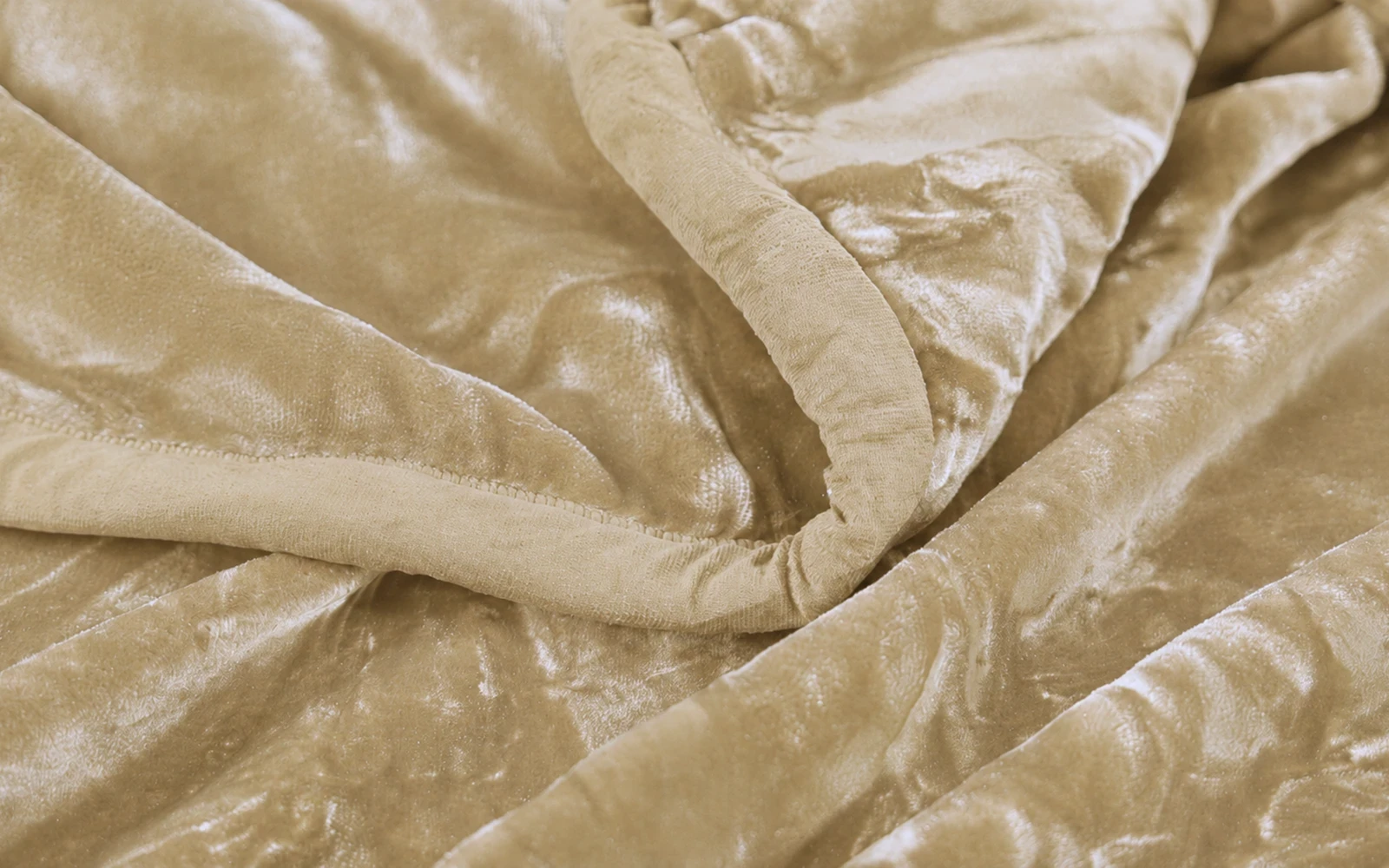 Al Saad Home Flannel Plain Blanket 2 ply - King Beige