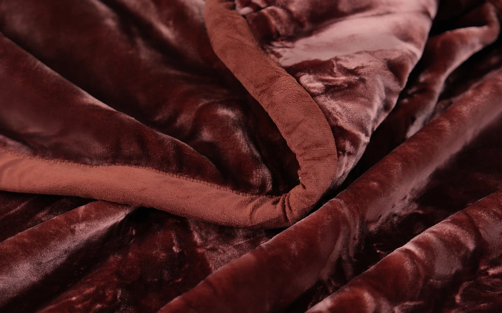 Al Saad Home Flannel Plain Blanket 2 ply - King Burgandy