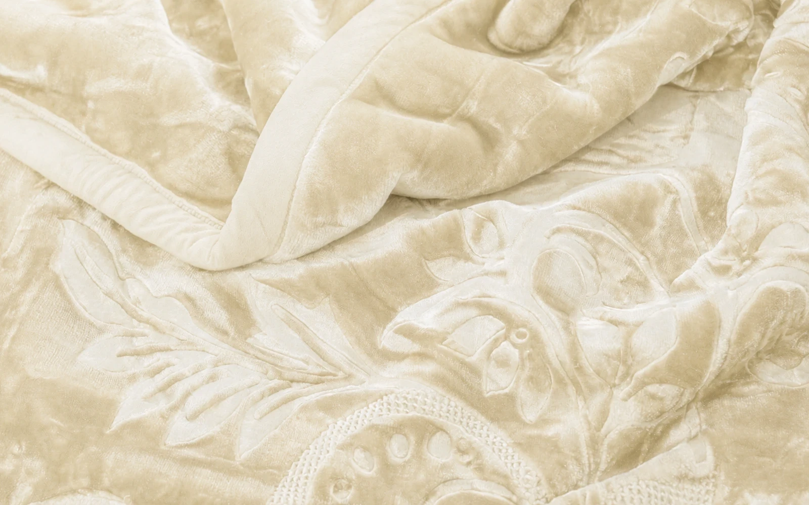 Al Saad Home Flannel Embossed Blanket 2 ply - King L.Beige