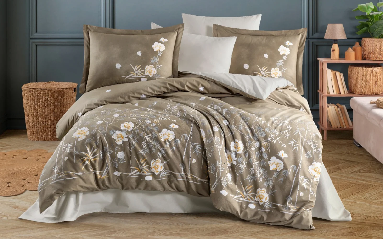 Al Saad Home Turkey Cotton Printed Comforter Bedding Set 4 PCS - Single Choco
