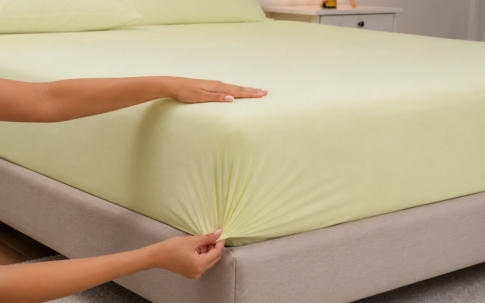 Al Saad Home Cooling Plain Bedsheet Set 3 PCS - King Yellow