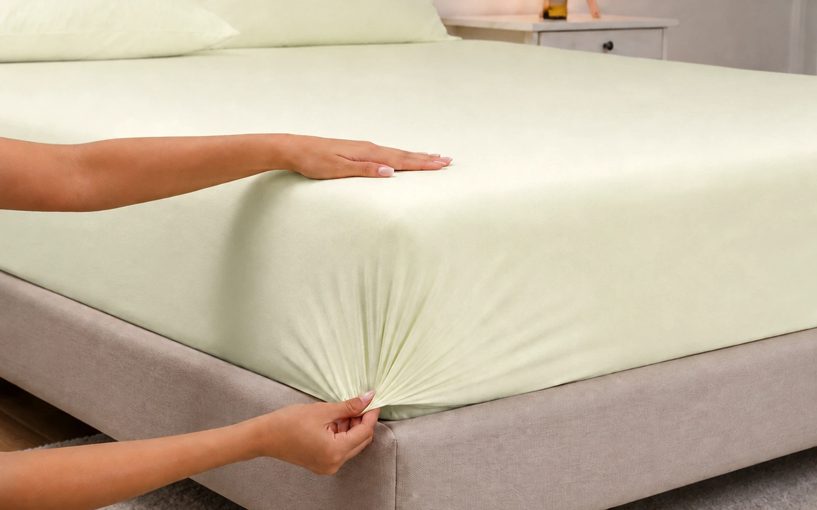 Al Saad Home Cooling Plain Bedsheet Set 3 PCS - King Cream