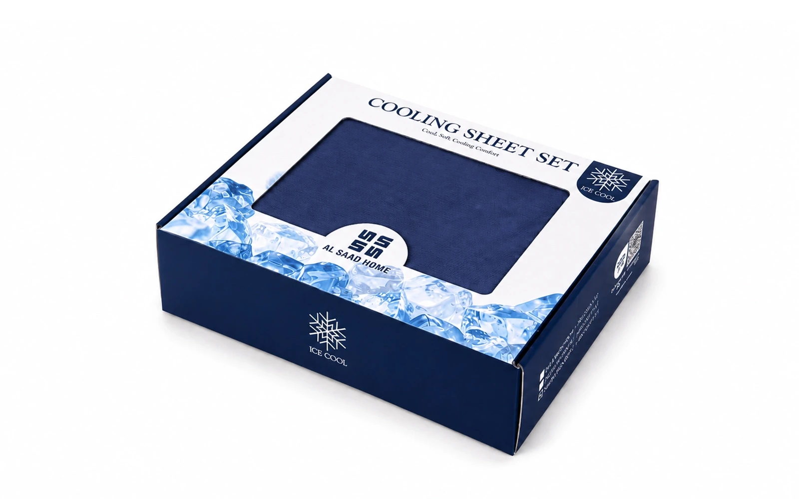 Al Saad Home Cooling Plain Bedsheet Set 3 PCS - Queen Navy
