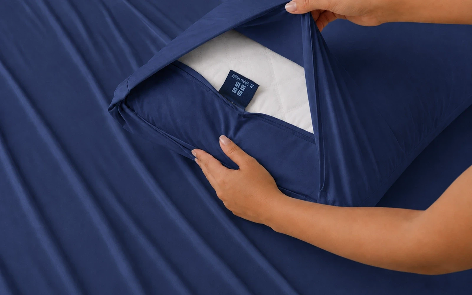 Al Saad Home Cooling Plain Bedsheet Set 3 PCS - Queen Navy