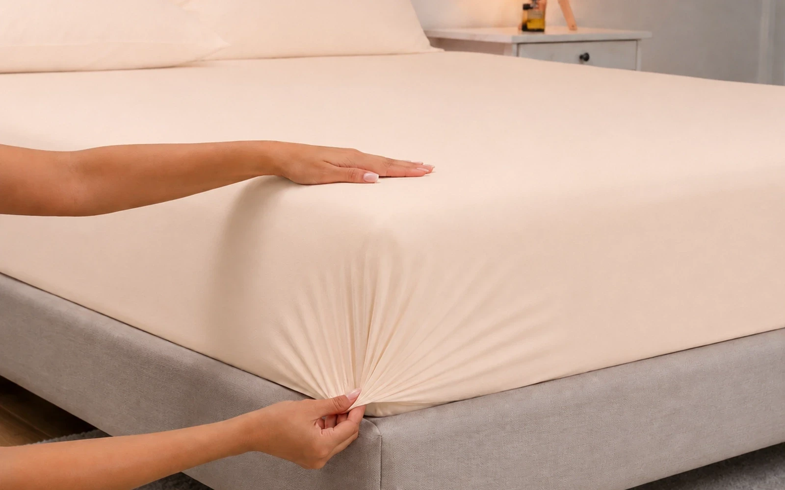 Al Saad Home Cooling Plain Bedsheet Set 3 PCS - Queen Peach