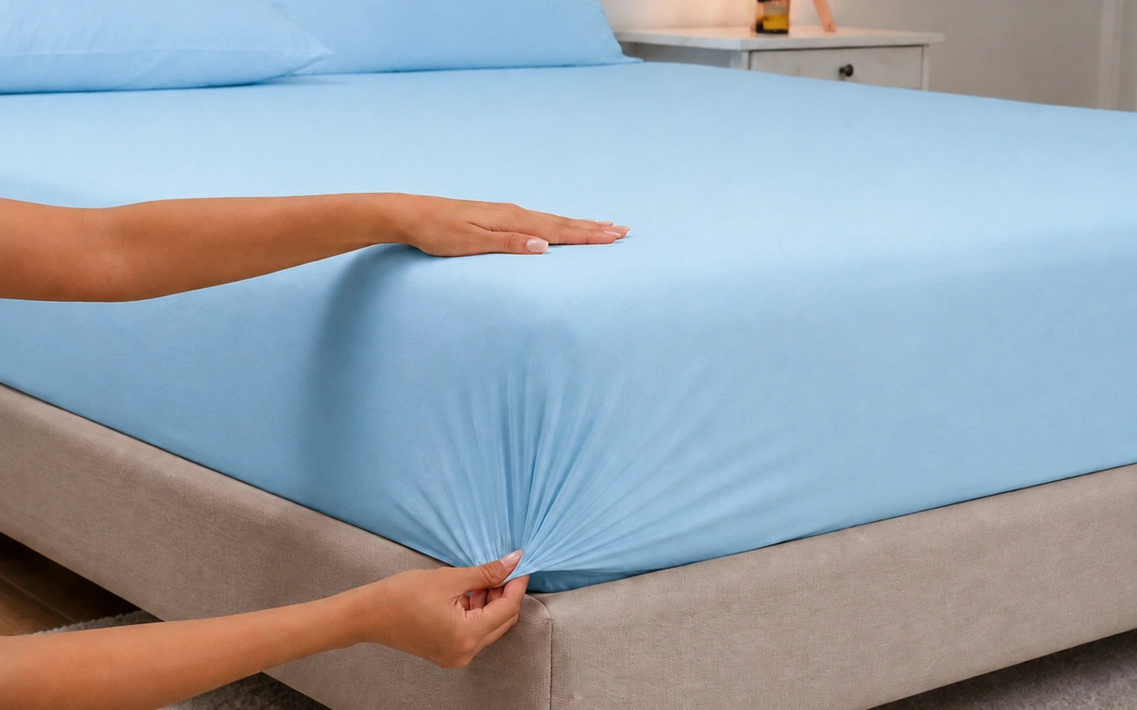Al Saad Home Cooling Plain Bedsheet Set 2 PCS - Single Sky Blue