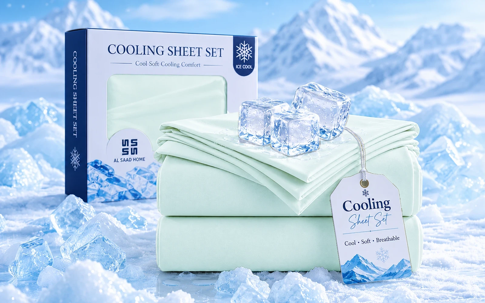 Al Saad Home Cooling Plain Bedsheet Set 2 PCS - Single L.Green