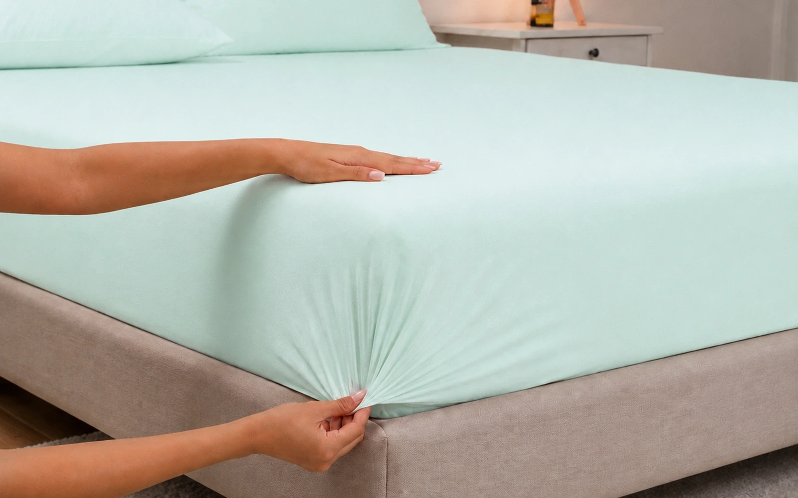 Al Saad Home Cooling Plain Bedsheet Set 2 PCS - Single L.Green