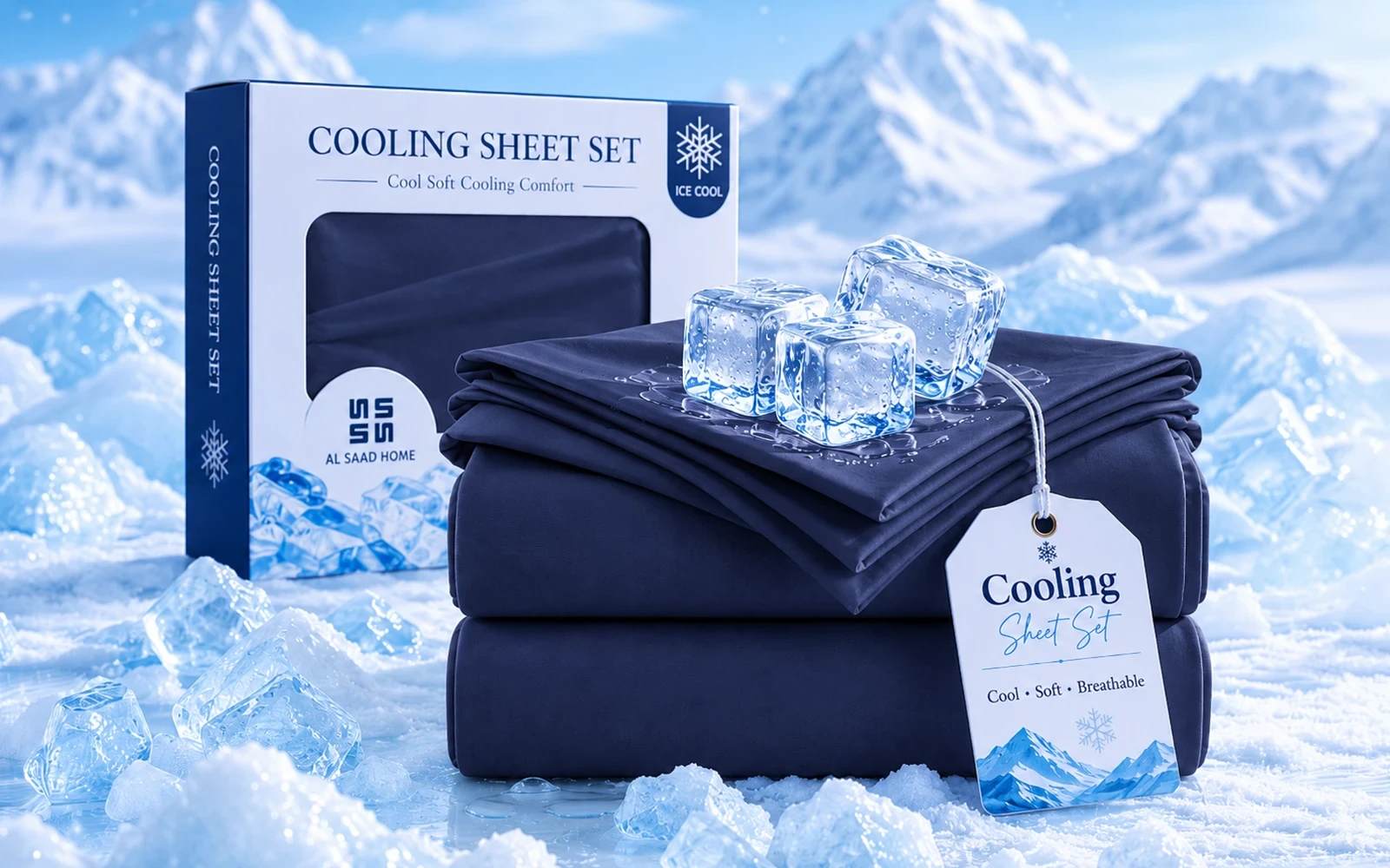 Al Saad Home Cooling Plain Bedsheet Set 2 PCS - Single Navy