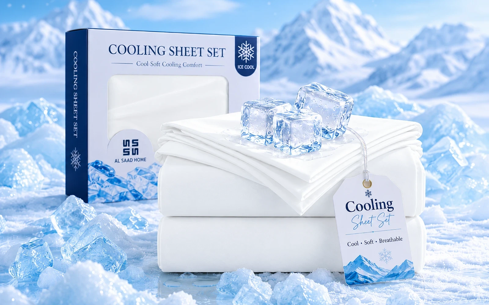 Al Saad Home Cooling Plain Bedsheet Set 2 PCS - Single White