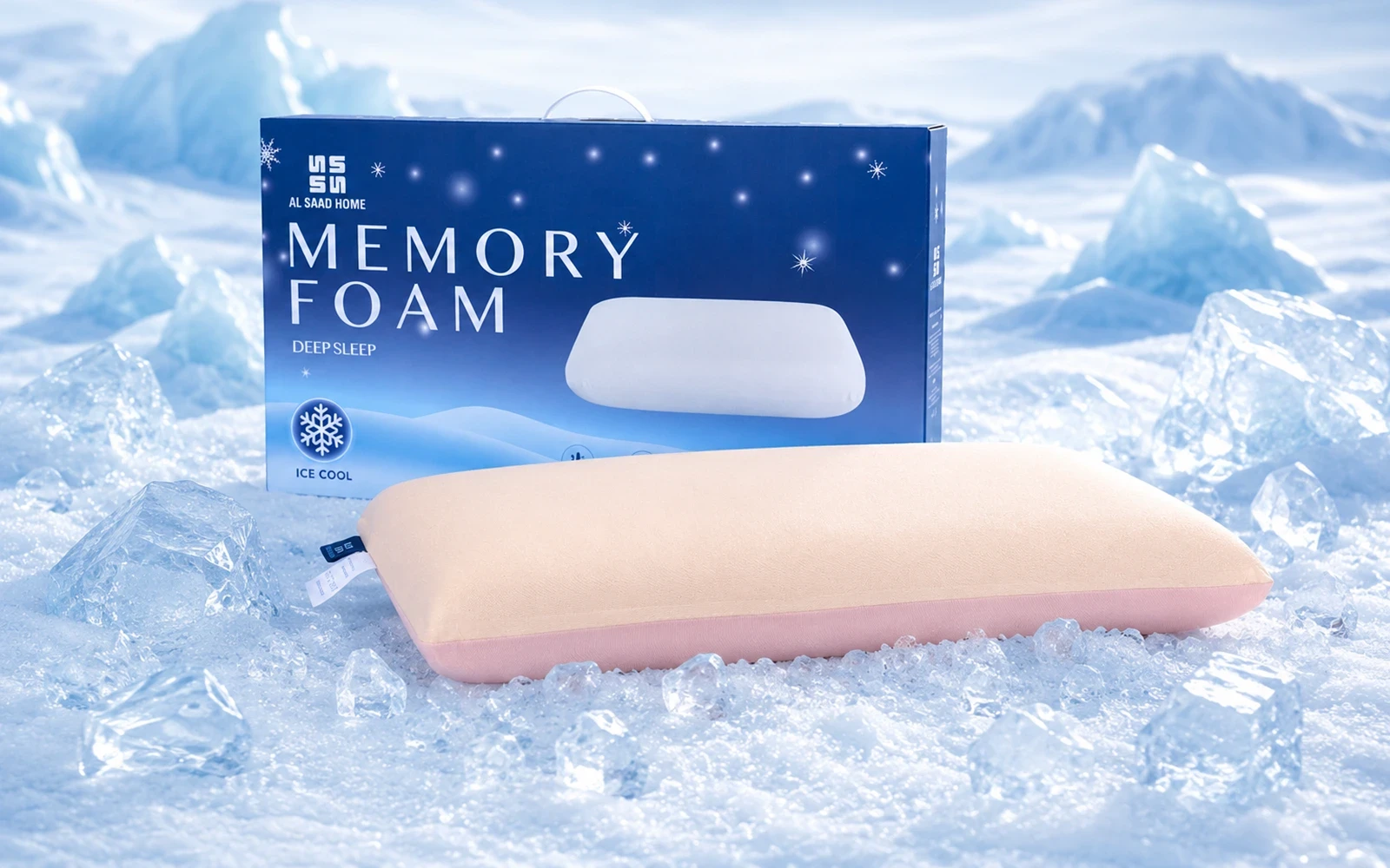 AL Saad Home Cooling Memory Foam Pillow - Pink & Peach