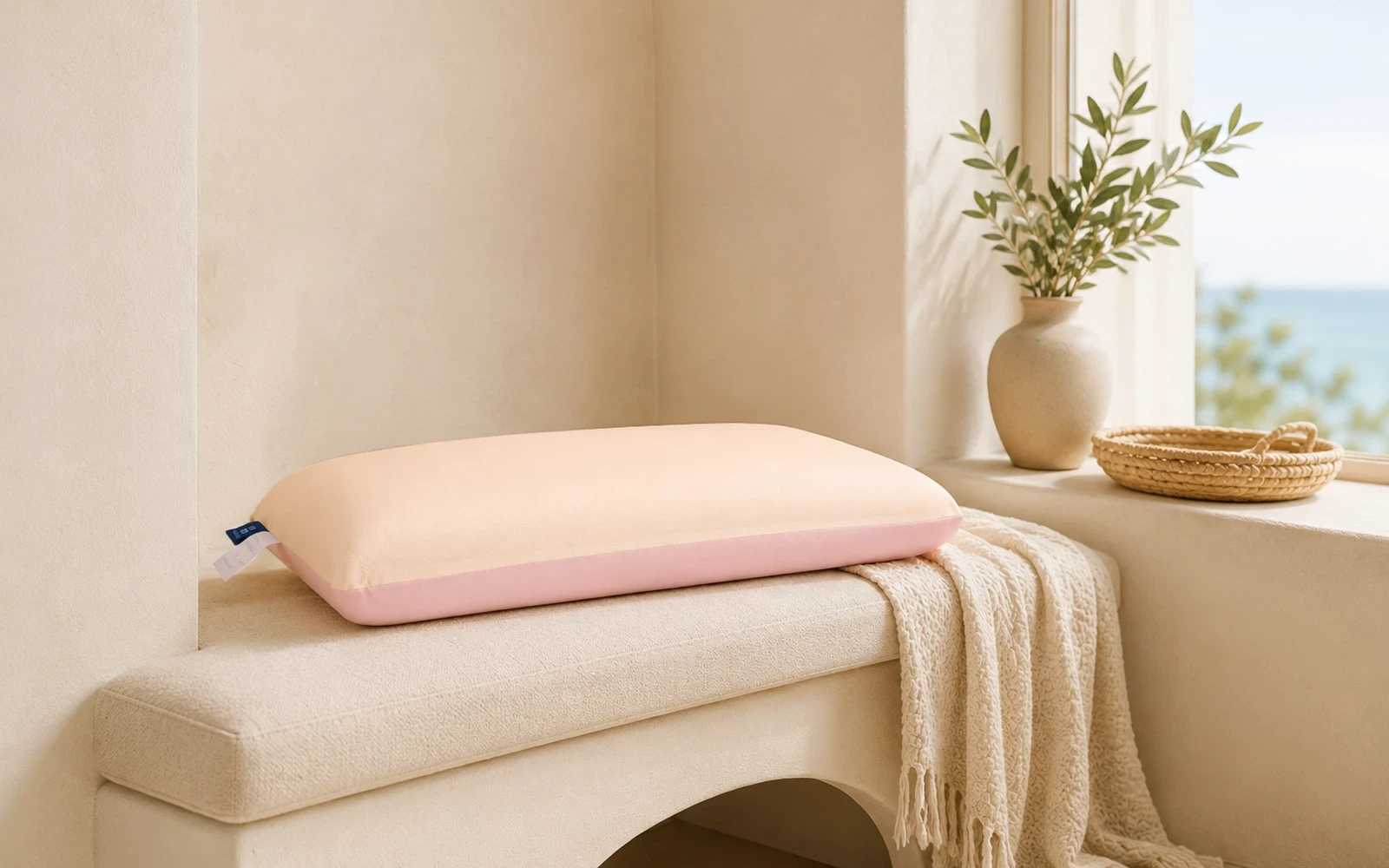 AL Saad Home Cooling Memory Foam Pillow - Pink & Peach