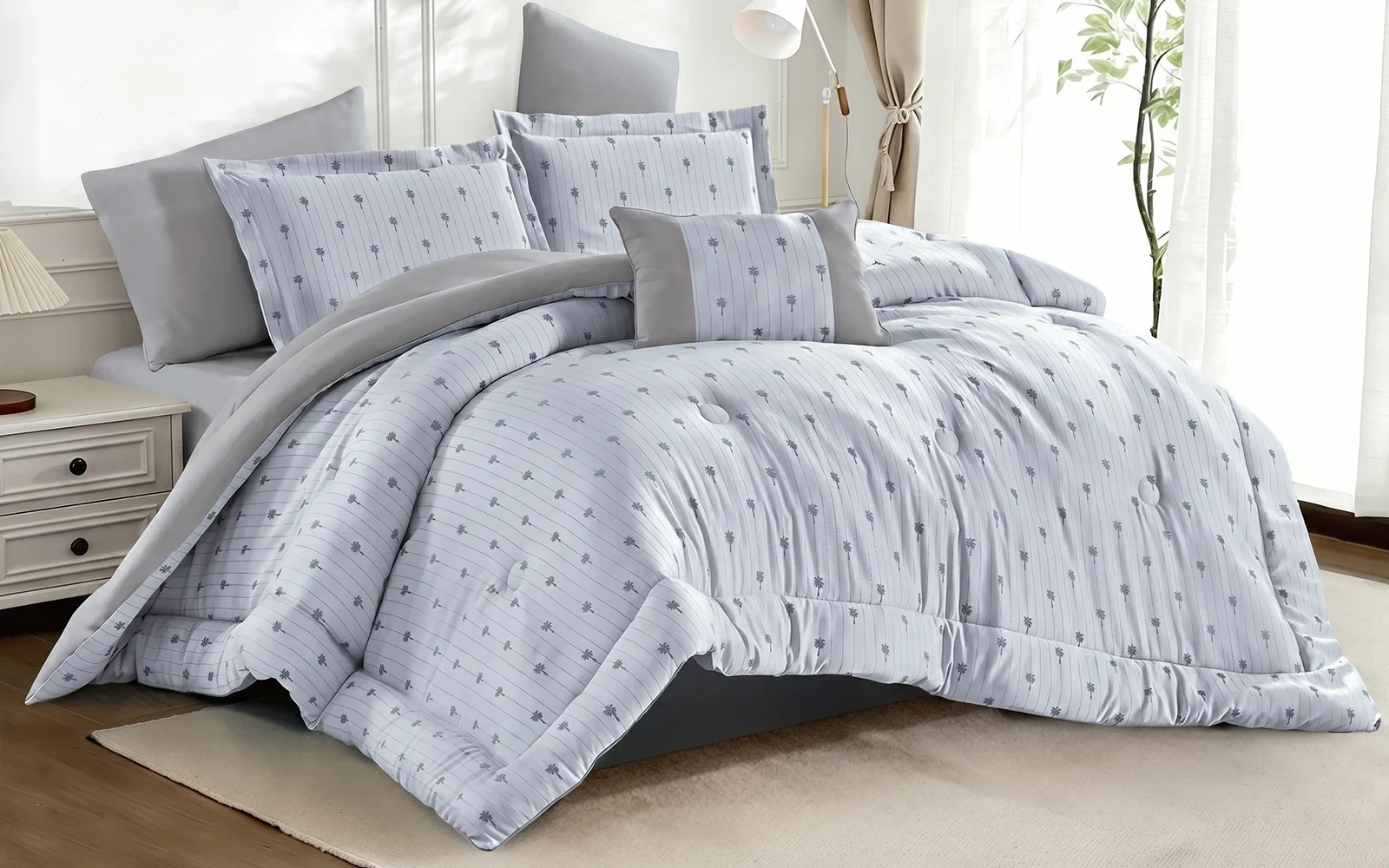 Lado Jacquard Comforter Bedding Set 4 PCS - Single Grey & D.Grey