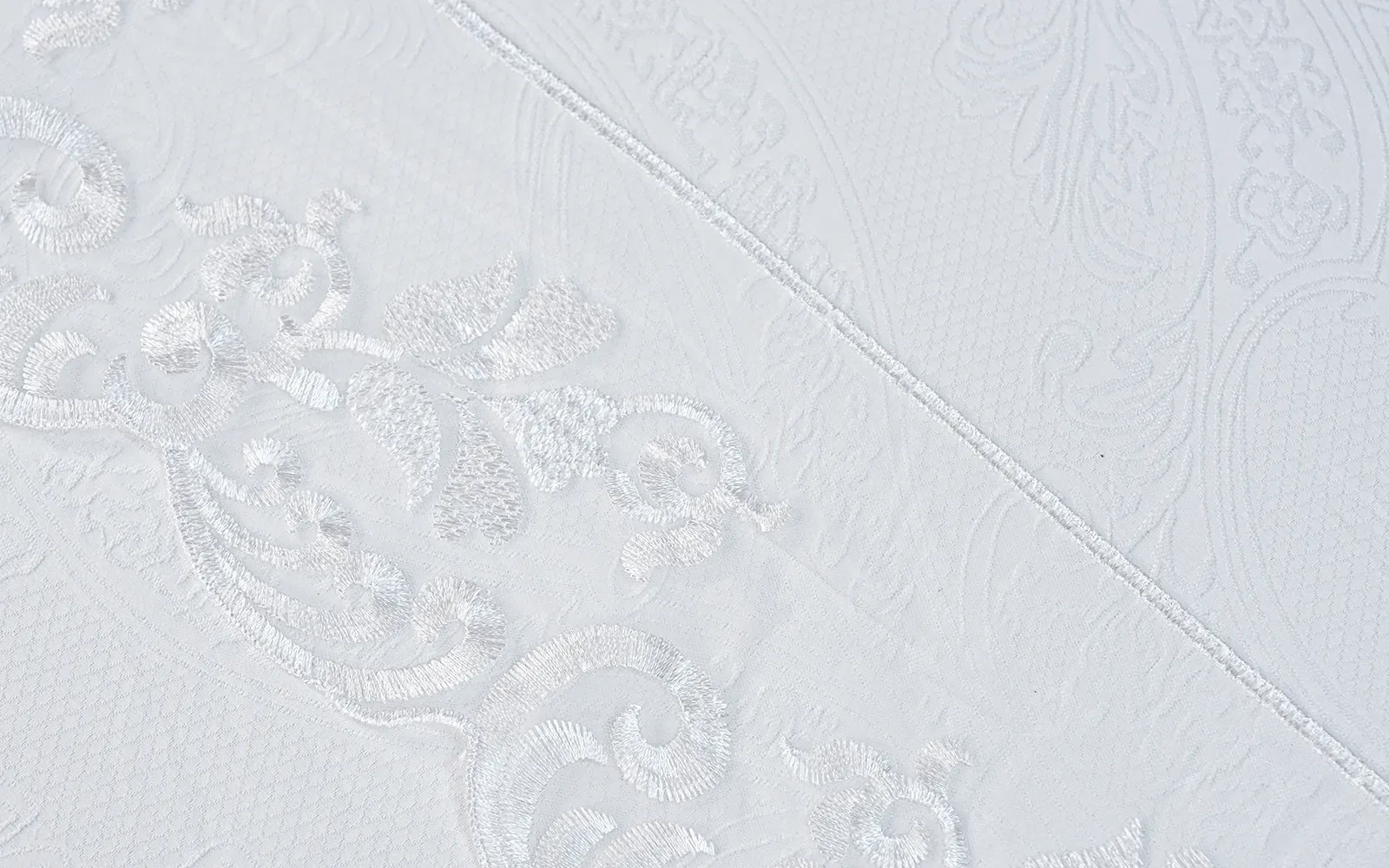 Explorer Jacquard Lace Wedding Bedspread Set Box 6 PCS - King White 