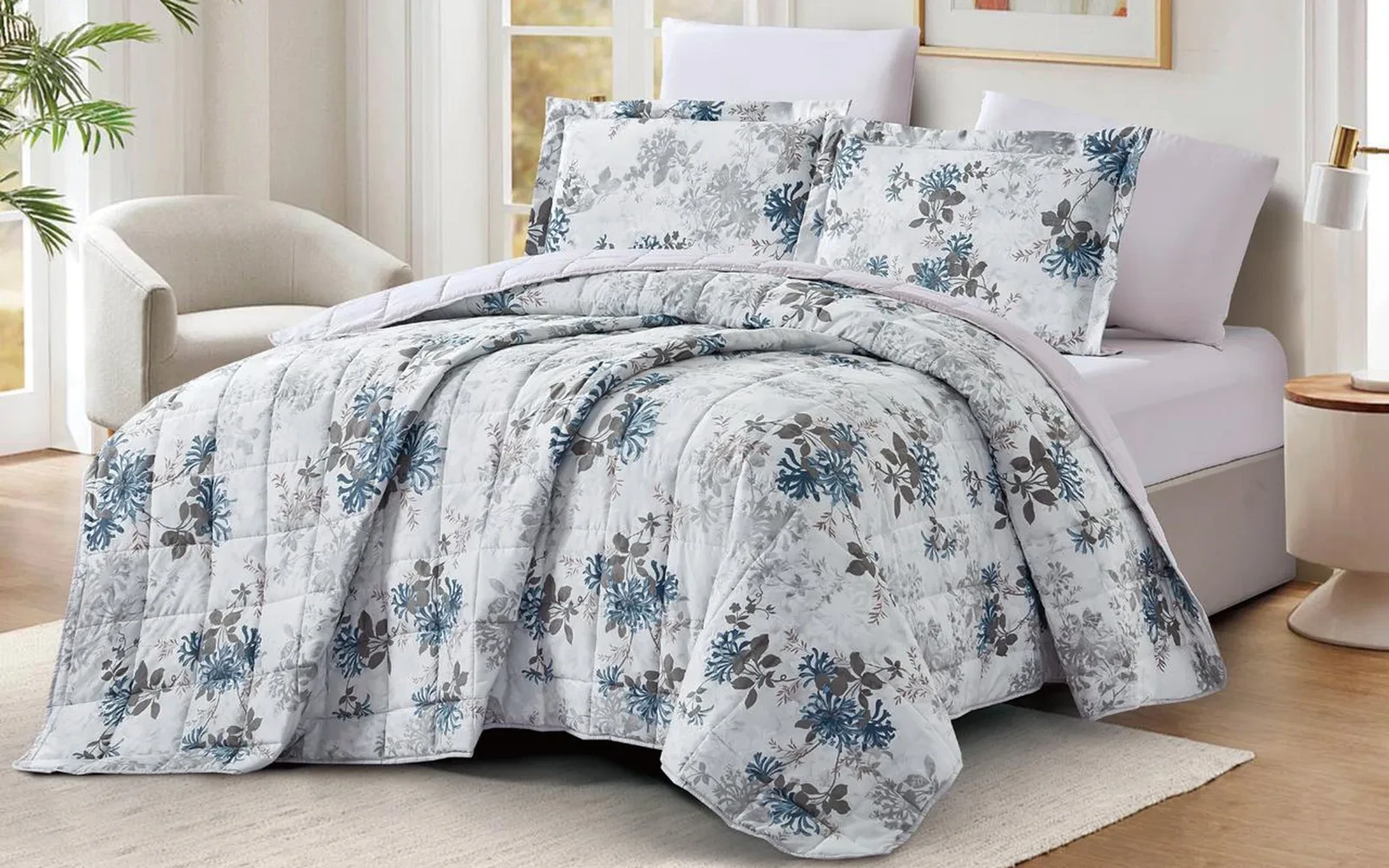 Casa Printed BedSpread Bedding Set 4 PCS - King Multi Color