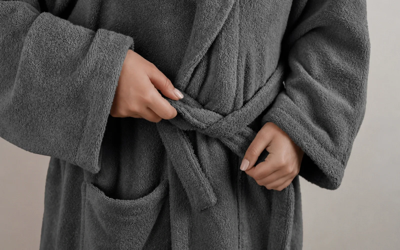 Aria Turkish Unisex Cotton Bathrobe 1 PC - Grey ( L / XL )