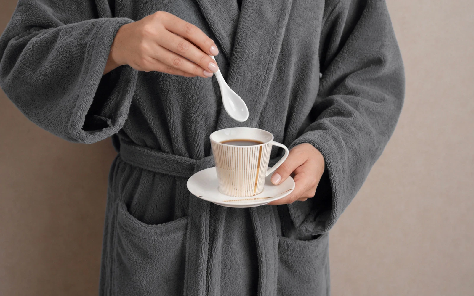 Aria Turkish Unisex Cotton Bathrobe 1 PC - Grey ( S / M )