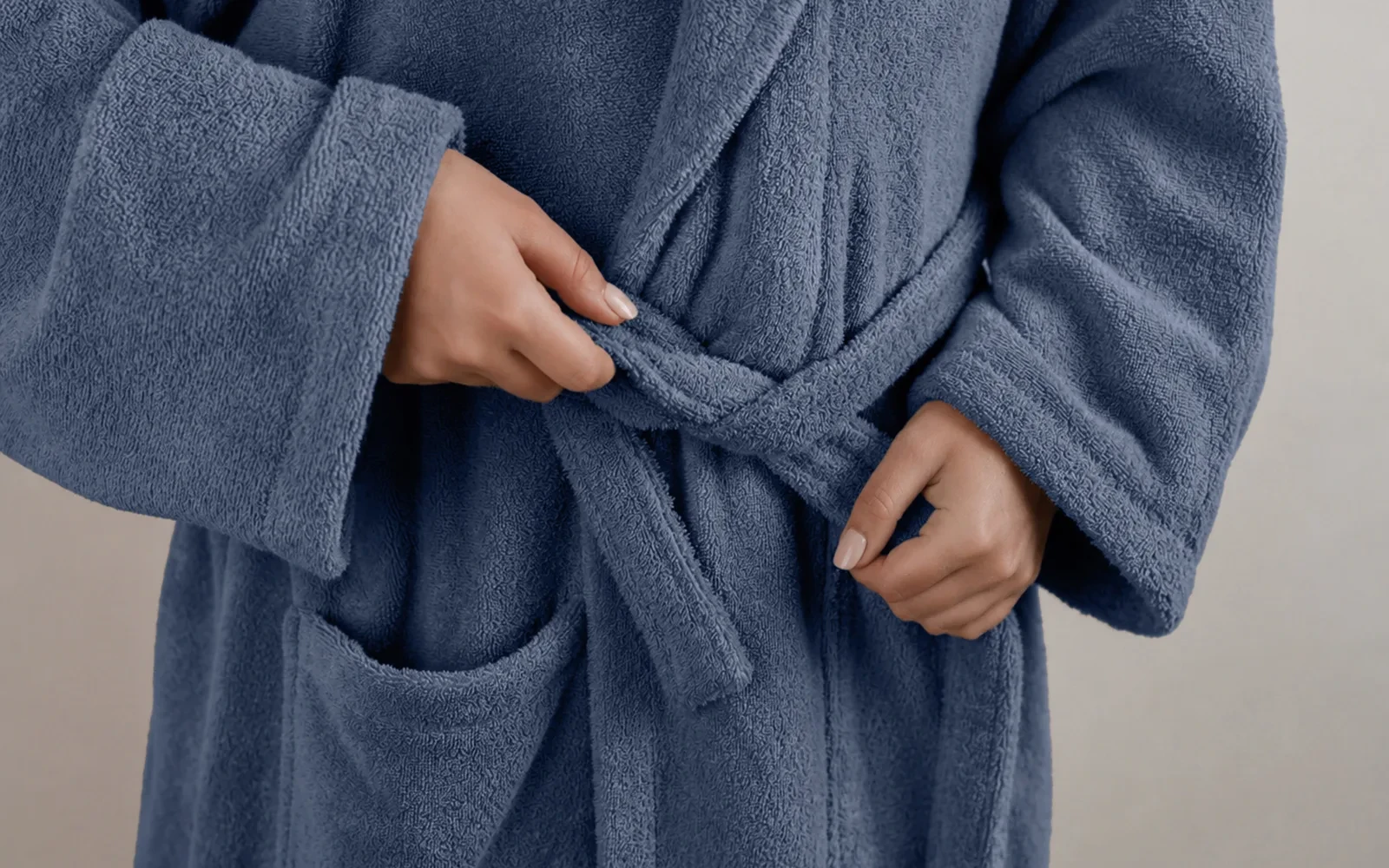 Aria Turkish Unisex Cotton Bathrobe 1 PC - D.Blue ( S / M )