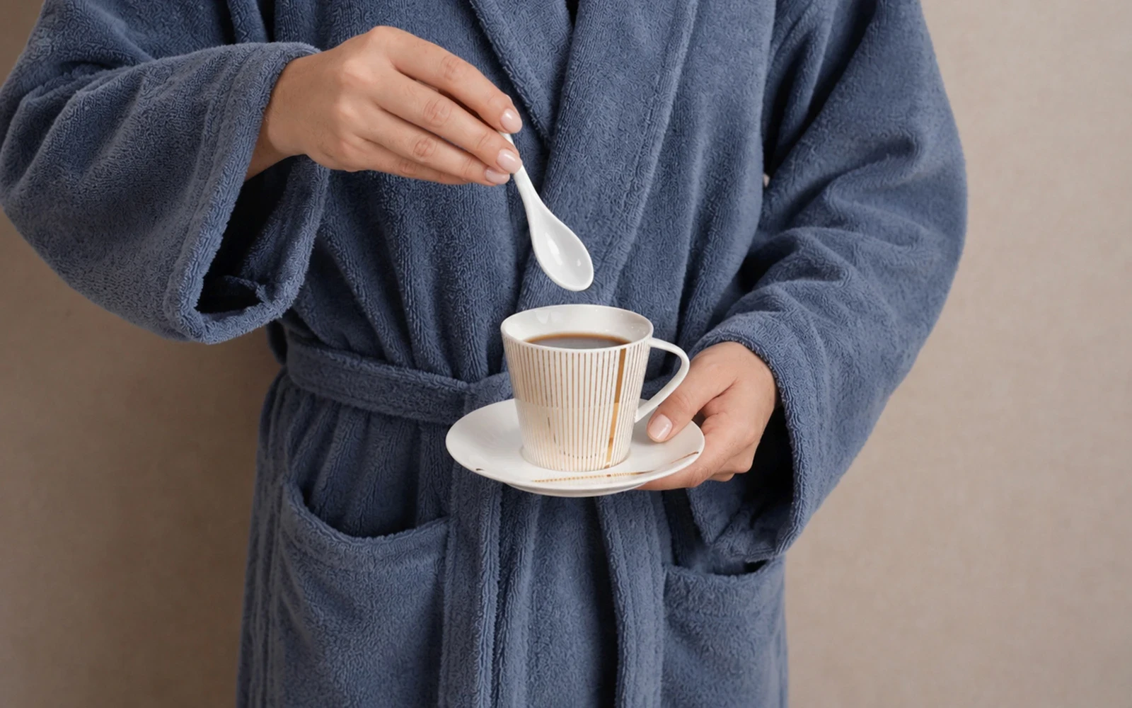 Aria Turkish Unisex Cotton Bathrobe 1 PC - D.Blue ( S / M )