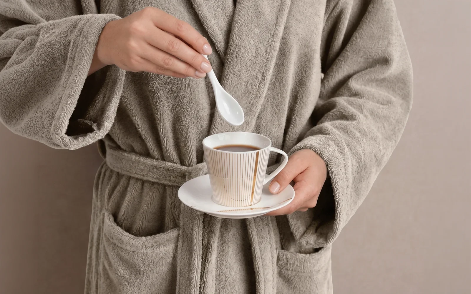 Aria Turkish Unisex Cotton Bathrobe 1 PC - Beige ( S / M )