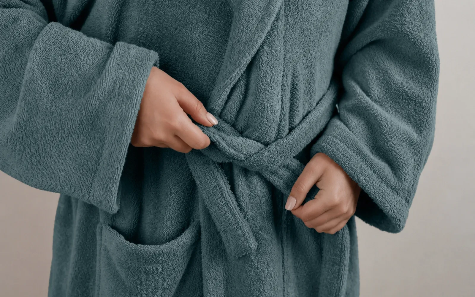 Aria Turkish Unisex Cotton Bathrobe 1 PC - D.Green ( L / XL )