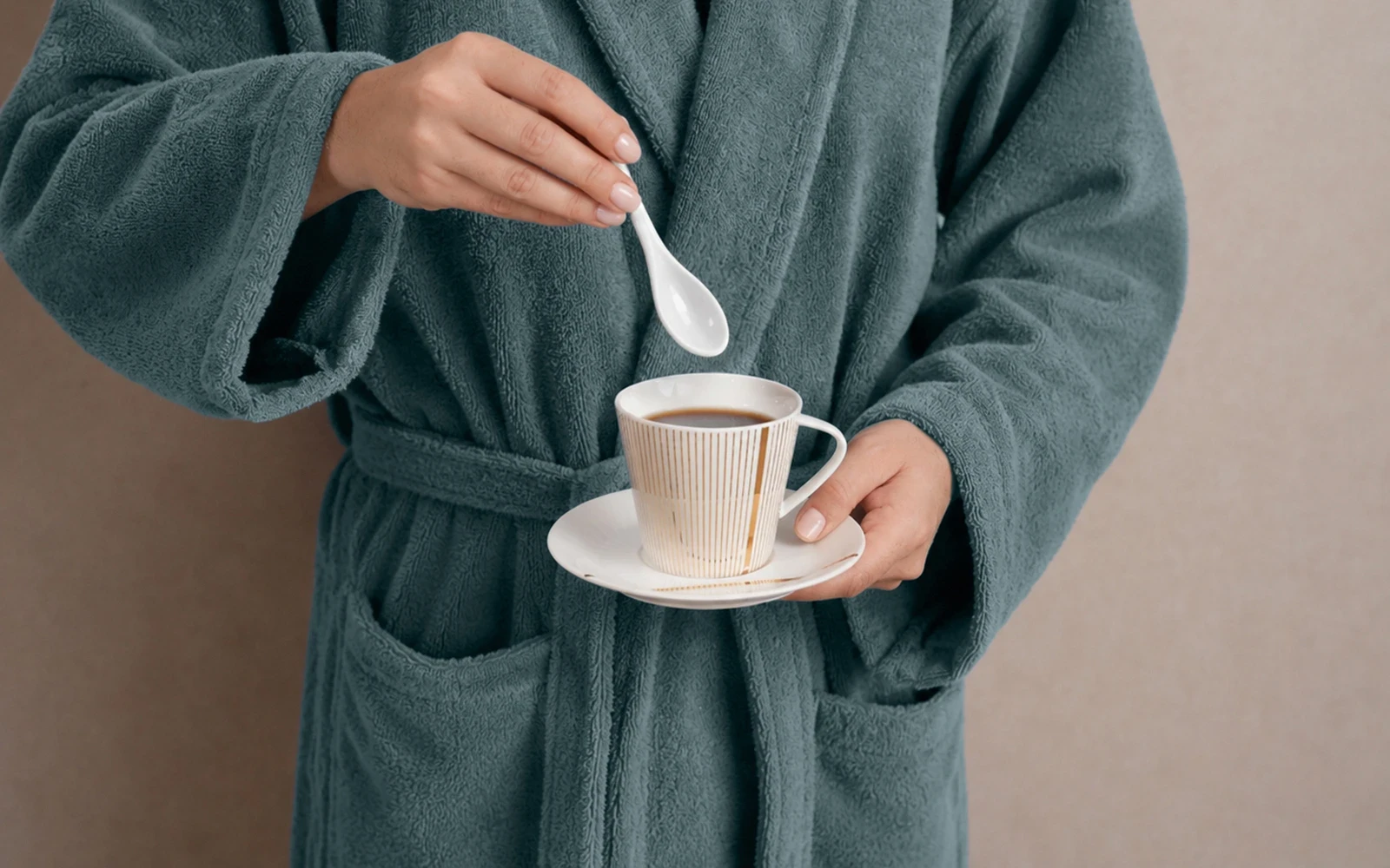 Aria Turkish Unisex Cotton Bathrobe 1 PC - D.Green ( L / XL )