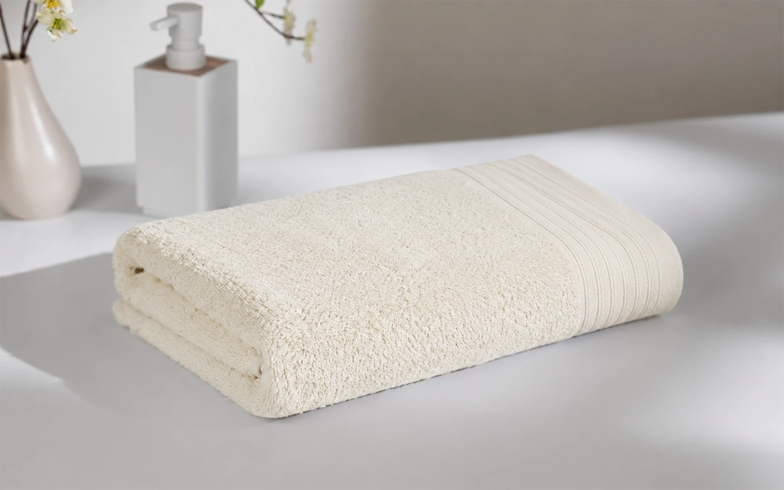 Al Saad Home Yasemen Cotton Towel 1 PC ( 70 x 140 ) - Cream