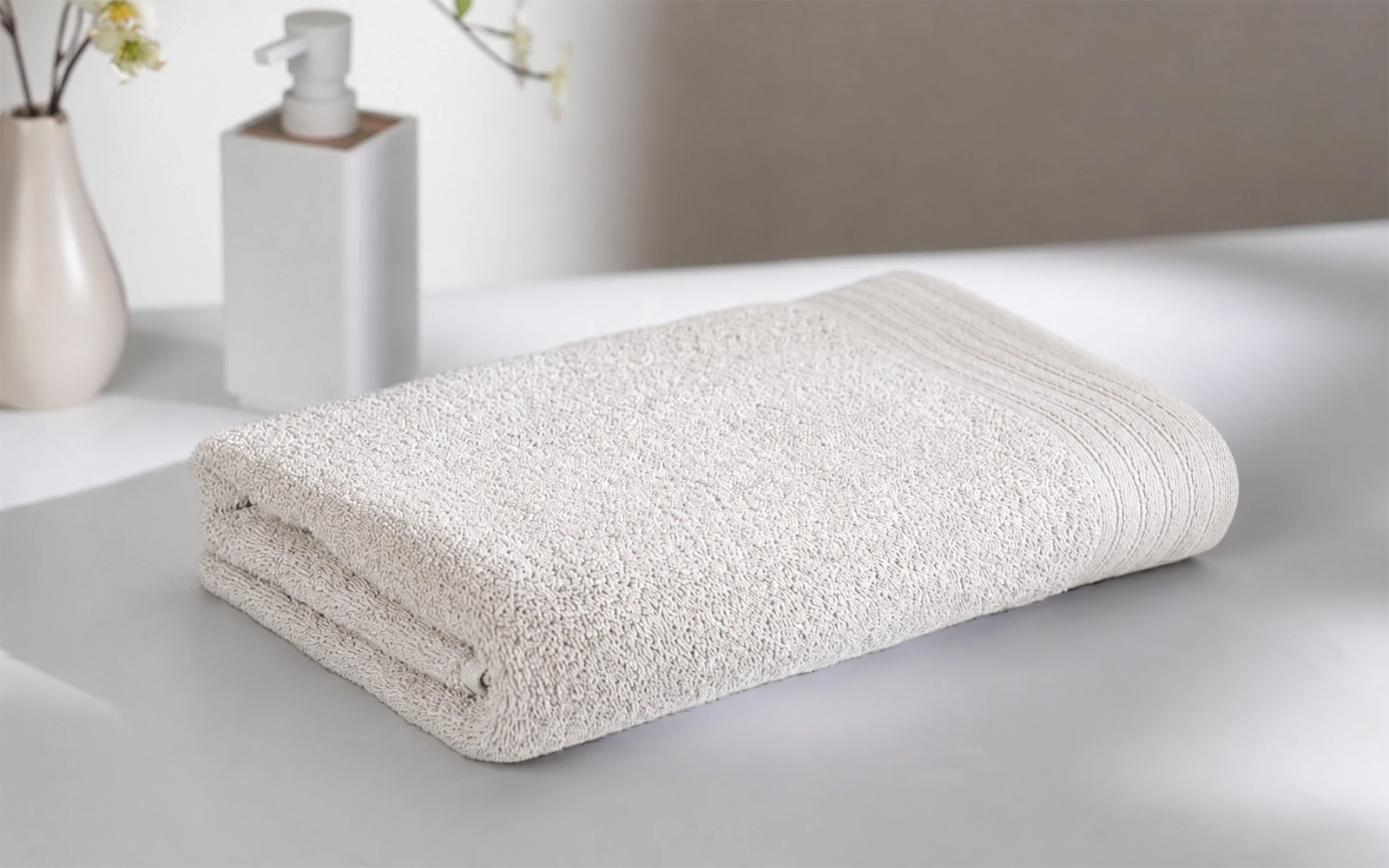 Al Saad Home Yasemen Cotton Towel 1 PC ( 70 x 140 ) - L.Beige