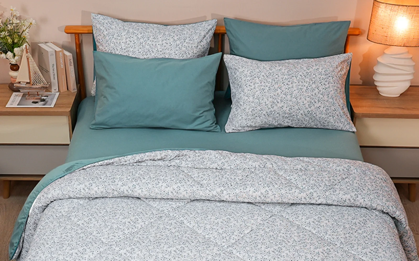 Al Saad Home Turkey Cotton Printed Comforter Bedding Set 6 PCS - King Multi Color