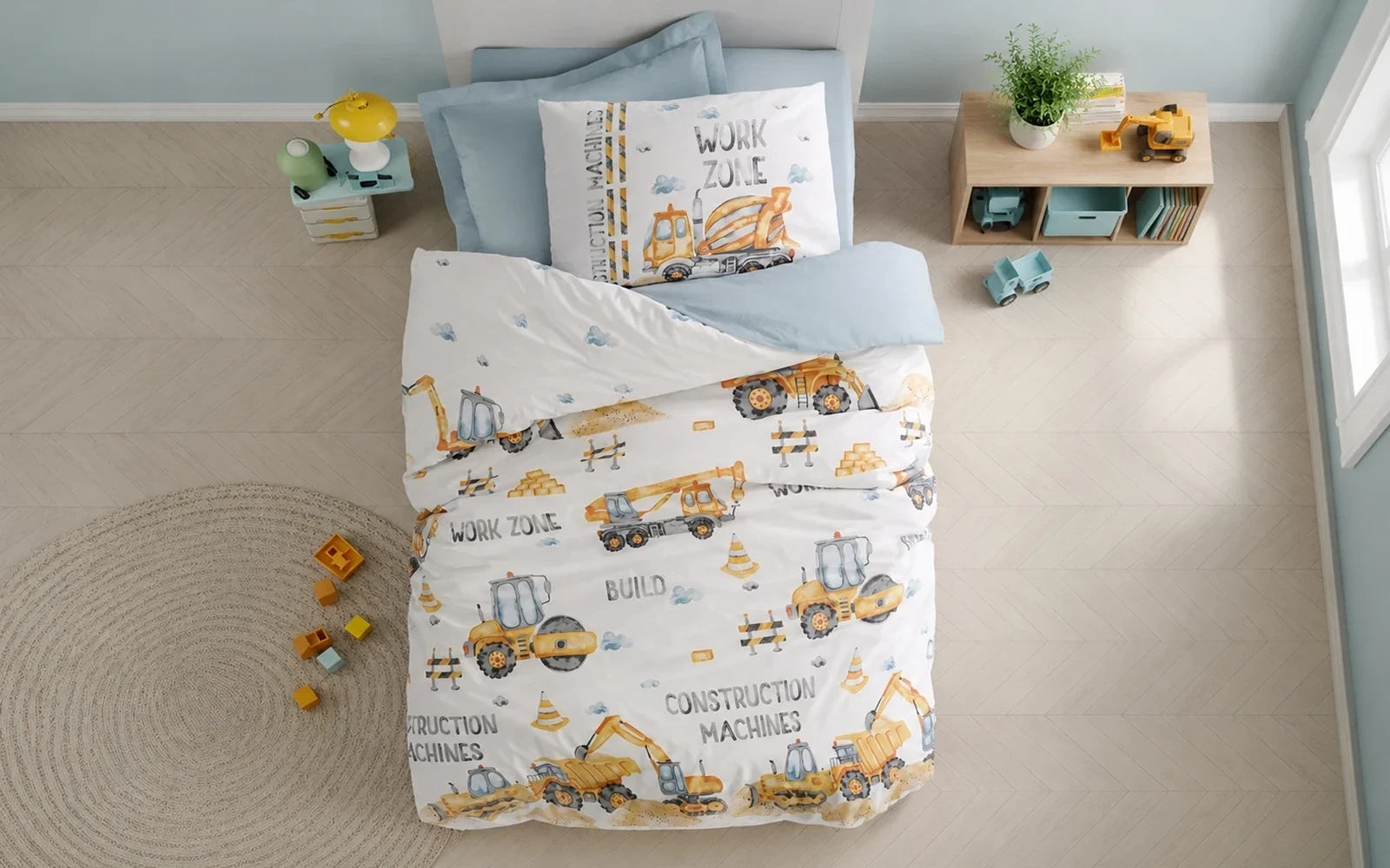 Turkey Cotton Printed Kids Comforter Bedding Set 4 PCS - Multi Color