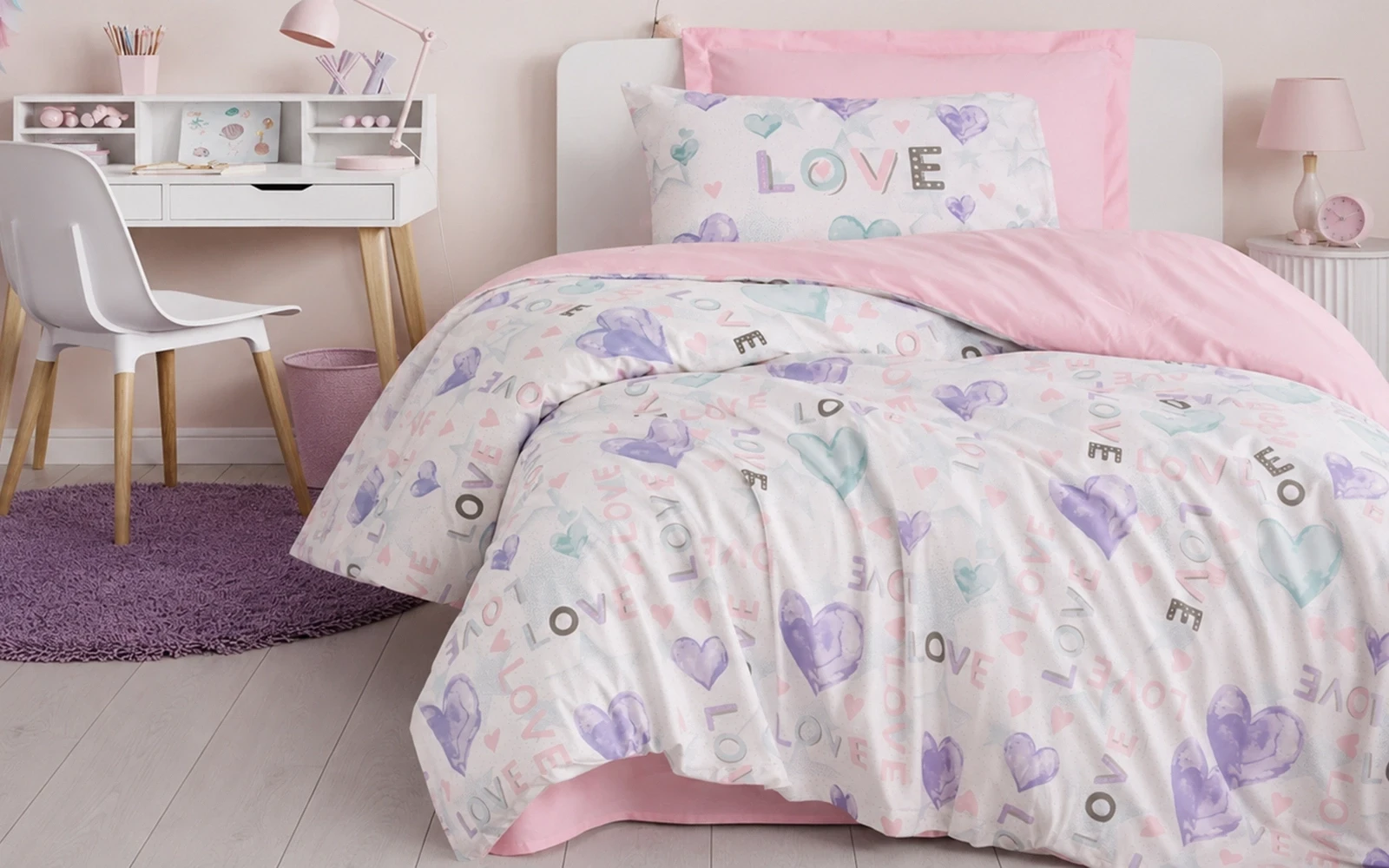 Turkey Cotton Printed Kids Comforter Bedding Set 4 PCS - Multi Color