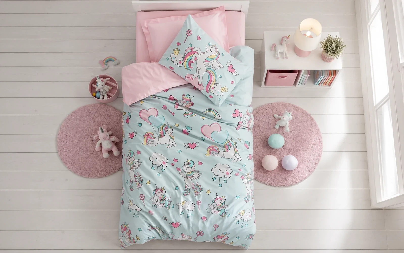Turkey Cotton Printed Kids Comforter Bedding Set 4 PCS - Multi Color