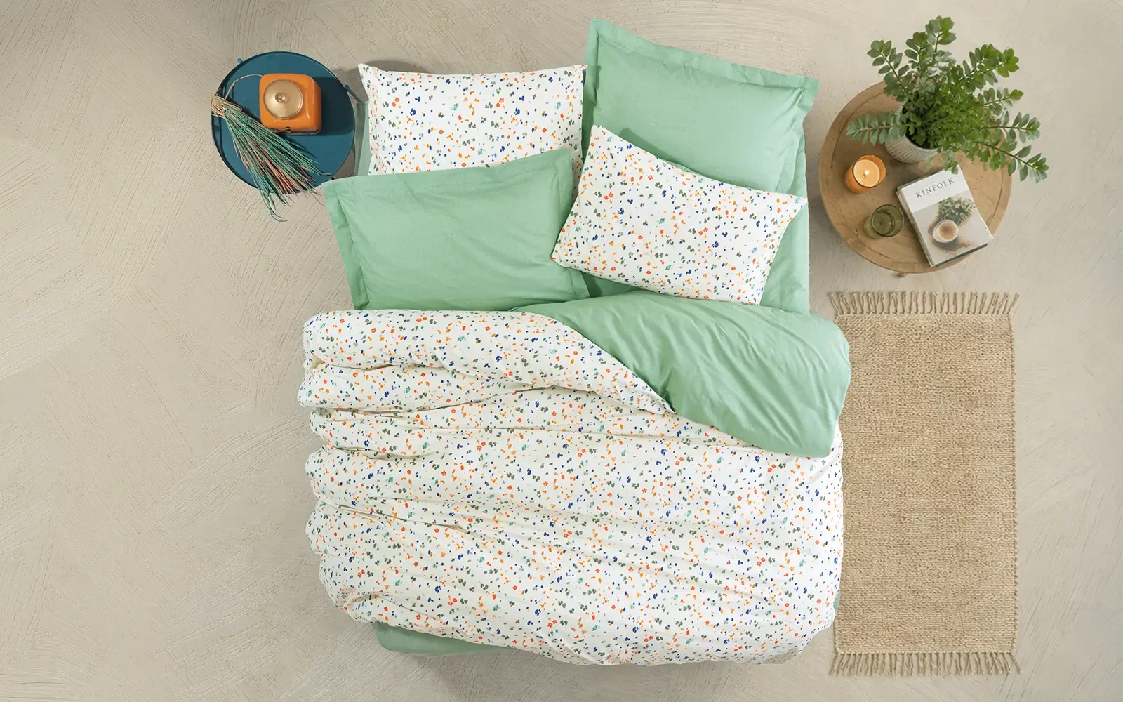 Al Saad Home Turkey Cotton Printed Comforter Bedding Set 4 PCS - Single Multi Color