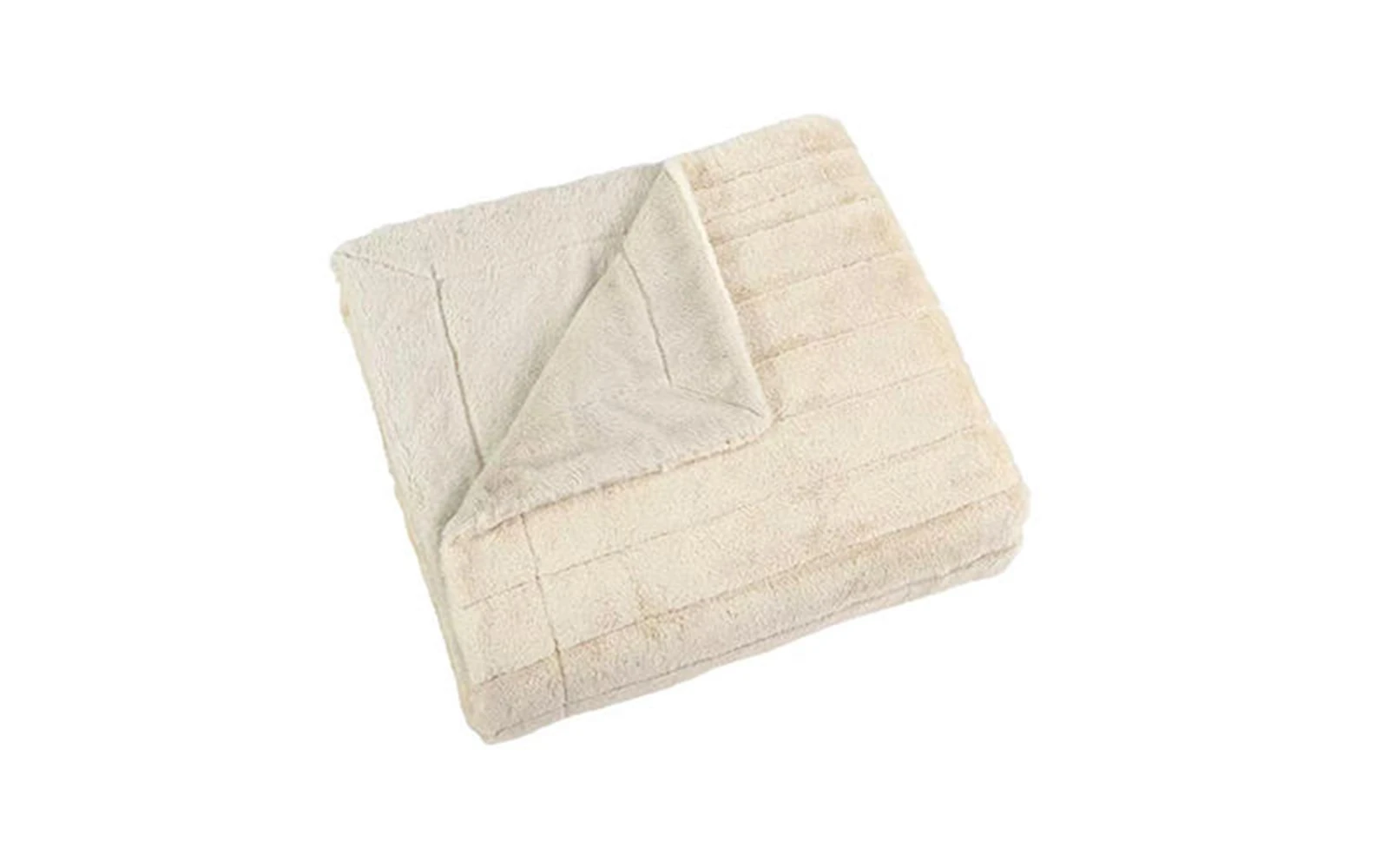 Al Saad Home Ultra Soft Stripe Rabbit Fur Blanket - King Cream