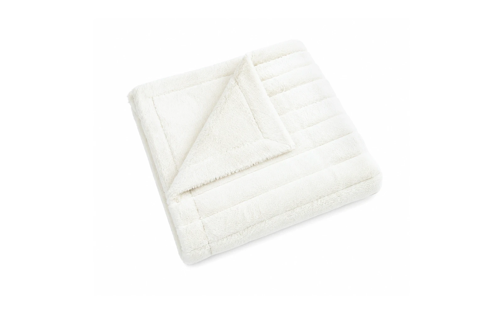 Al Saad Home Stripe Rabbit Fur Blanket - Single Off White